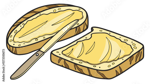 “Bread and Butter Isolated on White Background”