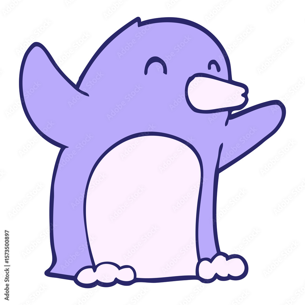 cartoon excited penguin in bright neon color cartoon excited penguin in bright neon color