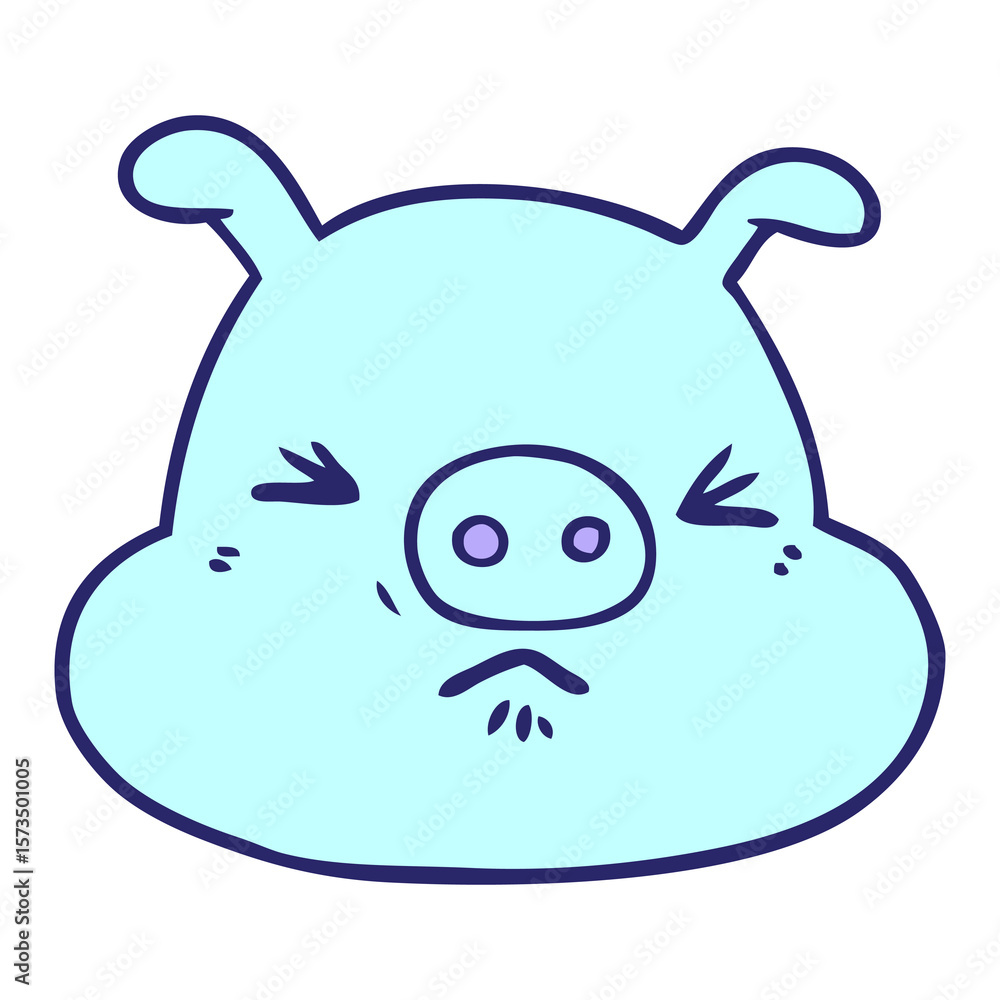 Fototapeta premium cartoon angry pig face in bright neon color