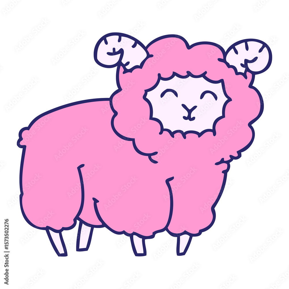 Obraz premium hand drawn quirky cartoon ram in bright neon color