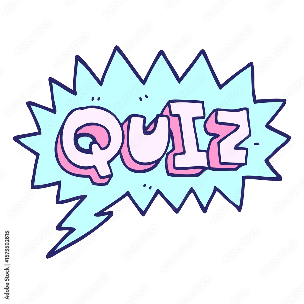 Obraz premium cartoon doodle font quiz in bright neon color