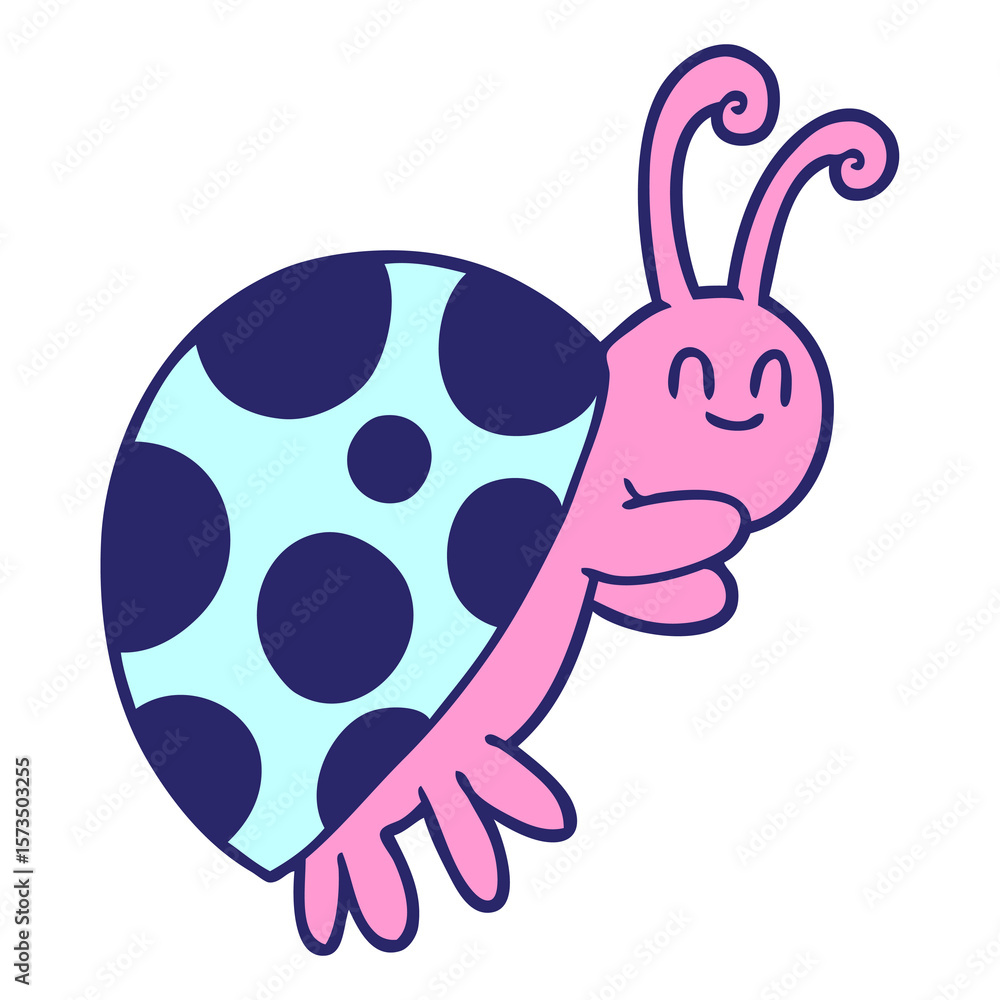 Obraz premium cute cartoon ladybug in bright neon color