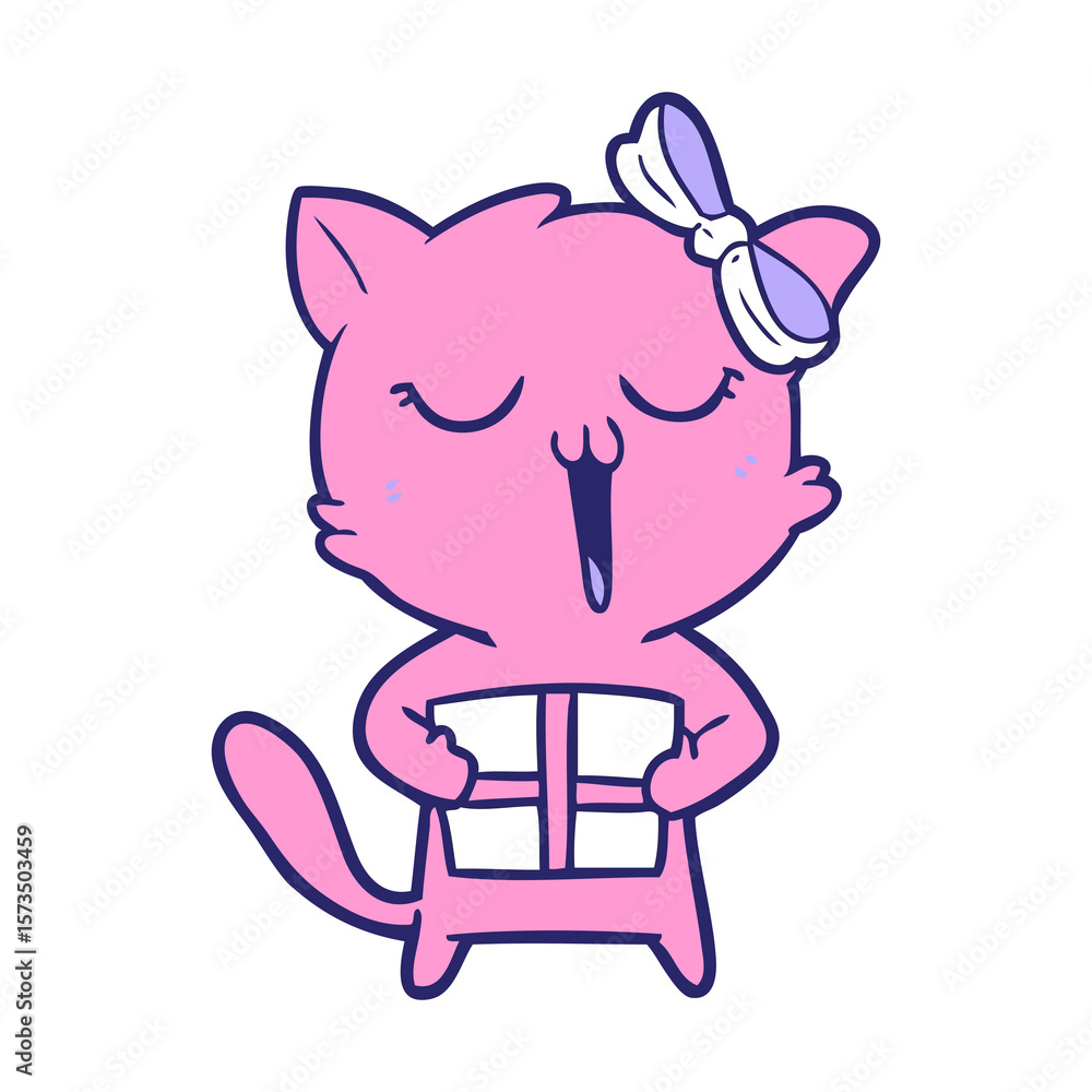 cartoon cat in bright neon color cartoon cat in bright neon color