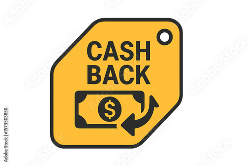 Cash back vector icon. Money refund symbol for promotion, sale and advertising. Return money service sticker. Financial loyalty program label for app and website design.