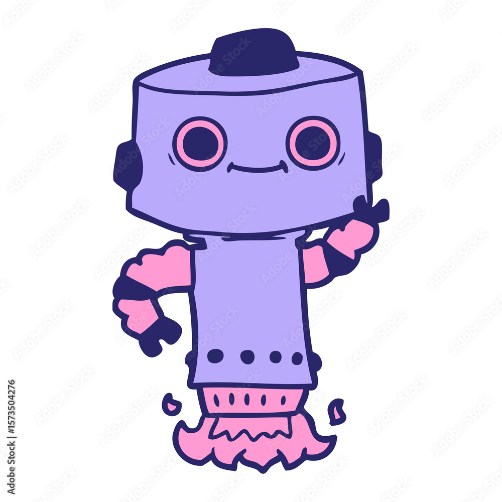 cartoon robot in bright neon color cartoon robot in bright neon color