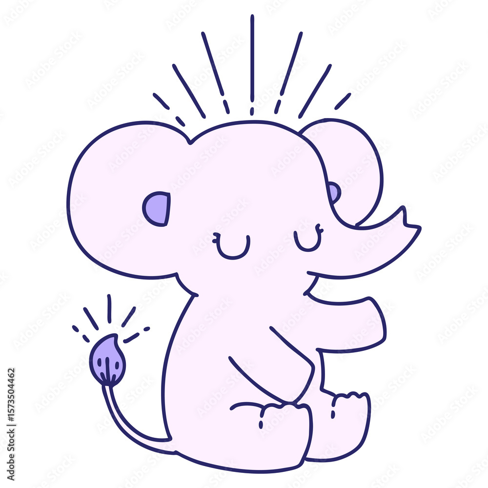 Fototapeta premium illustration of a traditional tattoo style cute elephant in bright neon color