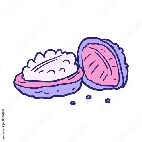 cartoon walnuts in bright neon color
