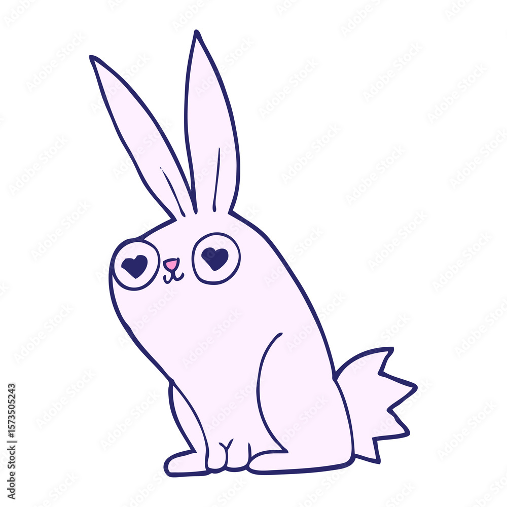 Obraz premium cartoon bunny rabbit in love in bright neon color