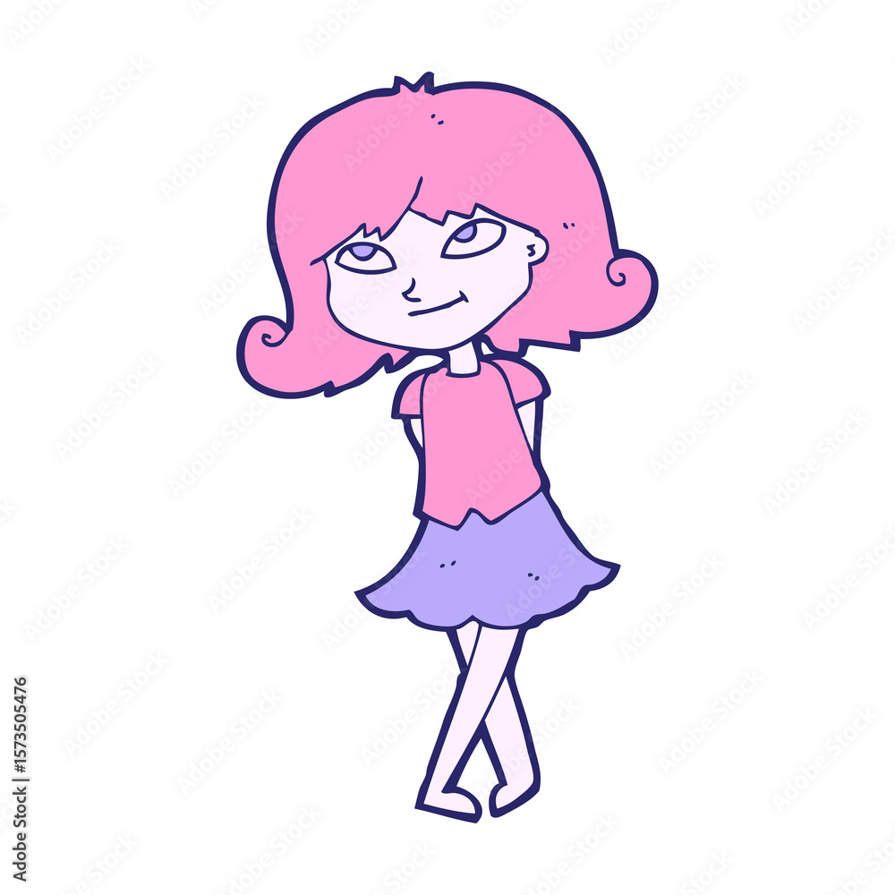 cartoon clever girl in bright neon color cartoon clever girl in bright neon color