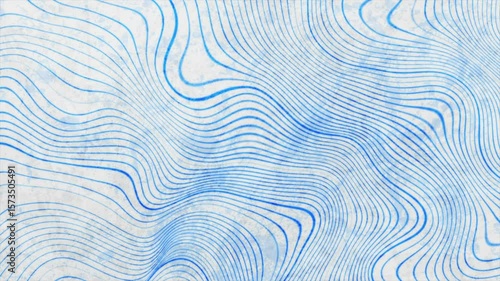Blue curved linear waves on white grunge background. Seamless looping abstract retro motion design. Video animation Ultra HD 4K 3840x2160