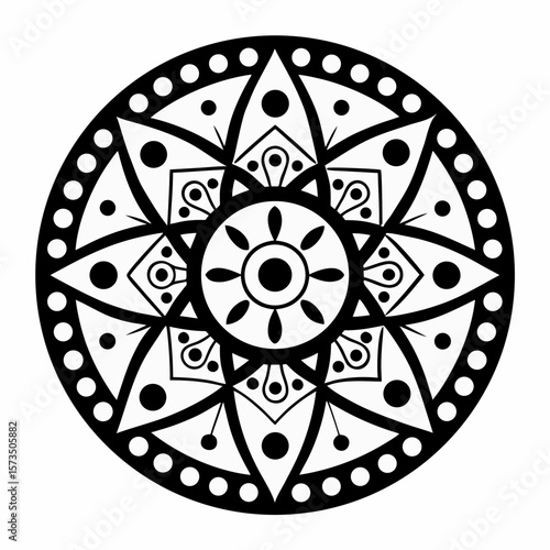Isolated Mandala Vector with Ethnic Tribal Pattern