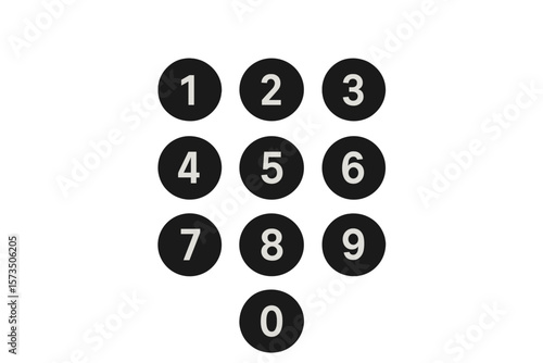 Numeric Keypad Vector Icon. Modern Number Pad Interface. Digital PIN Entry. Black Circular Buttons. Mobile App UI. ATM Security. Touchscreen Keypad. Isolated Transparent Background
