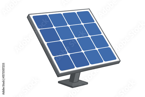 Solar Panel Vector Illustration Isolated on Transparent Background, Blue Photovoltaic Solar Energy Panel Design, Renewable Energy Technology Concept, Clean Power Icon