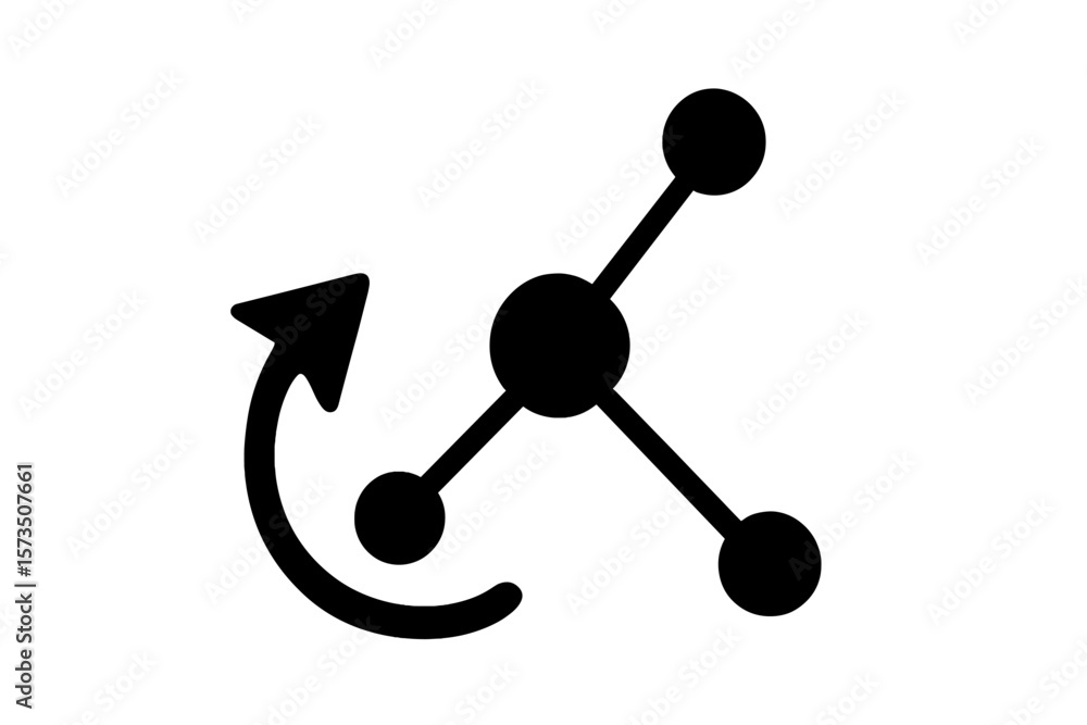 Abstract Network Connection Symbol with Circular Arrow. Molecular Structure, Data Sharing, Process Flow, Technology, Science, Communication, Vector Icon, Isolated on Transparent Background Abstract Network Connection Symbol with Circular Arrow. Molecular Structure, Data Sharing, Process Flow, Technology, Science, Communication, Vector Icon, Isolated on Transparent Background