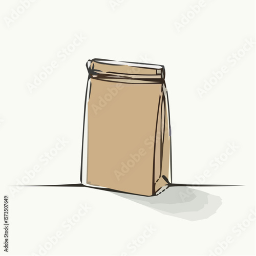 Brown paper bag illustration on a light background  