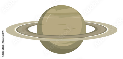 Stylized illustration of saturn with prominent rings against a white background