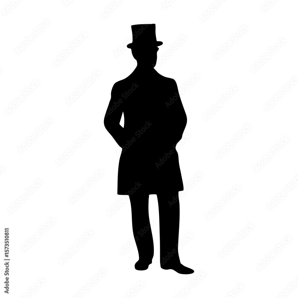 Elegant Gentleman Silhouette: Classic Top Hat & Suit Vector - Perfect for Vintage, Historical, and Distinguished Design Projects Elegant Gentleman Silhouette: Classic Top Hat & Suit Vector - Perfect for Vintage, Historical, and Distinguished Design Projects