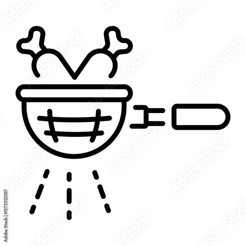 An outline style icon showing strainer