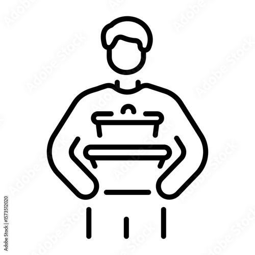 A linear style icon depicting food containers