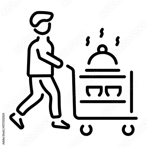 An outline style icon showing serving trolly