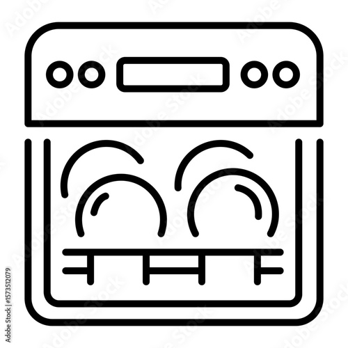 A line style icon representing dish washer