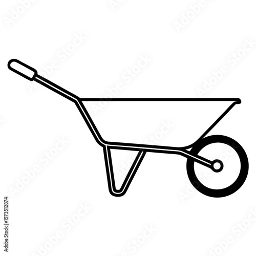 A wheelbarrow outline shape vector, a modern wheelbarrow art design, a black vector of a wheelbarrow, a simple wheelbarrow art, a wheelbarrow isolated