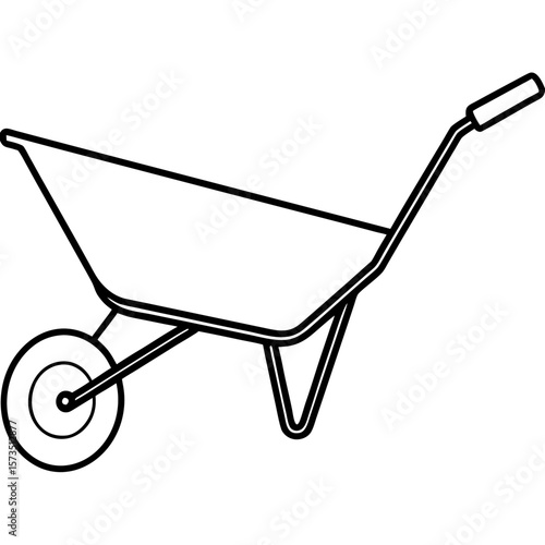A wheelbarrow outline shape vector, a modern wheelbarrow art design, a black vector of a wheelbarrow, a simple wheelbarrow art, a wheelbarrow isolated
