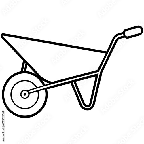 A wheelbarrow outline shape vector, a modern wheelbarrow art design, a black vector of a wheelbarrow, a simple wheelbarrow art, a wheelbarrow isolated