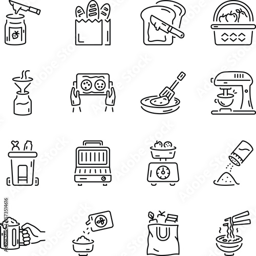 Pack of Kitchen Utensils Sketchy Style Icons 



