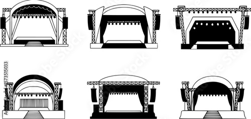 Collection of six different stage structures perfect for showcasing performances
