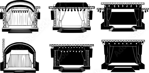 Collection of six different stage structures perfect for showcasing performances

