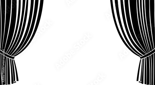 Elegant black curtains in a stage or theater style isolated graphic
