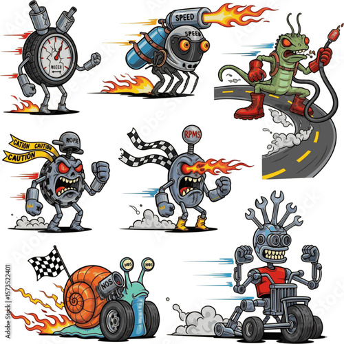 High-Octane Racing Character Pack - Hot Rod Cartoon Collection