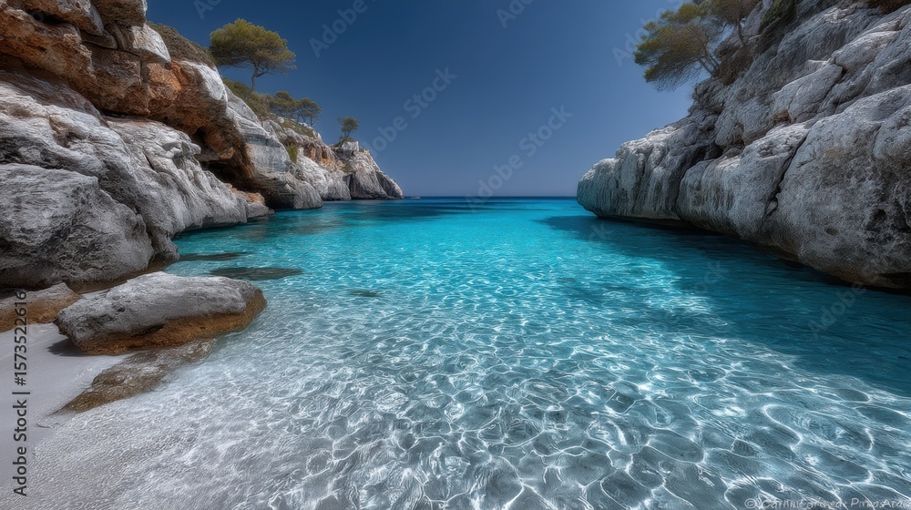 Fototapeta premium Turquoise waters of cala macarella scenic beach landscape