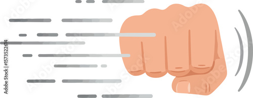 Human fist punching fast motion effect vector illustration showing speed and impact concept 
