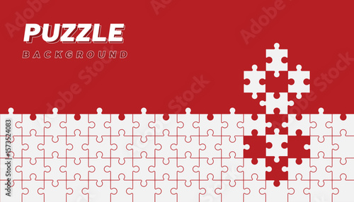 Abstract conceptual background with incomplete jigsaw puzzle vector illustration.