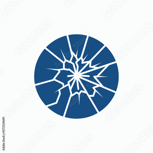 Wallpaper Mural A blue circular icon with a white shattered glass pattern on a white background Torontodigital.ca