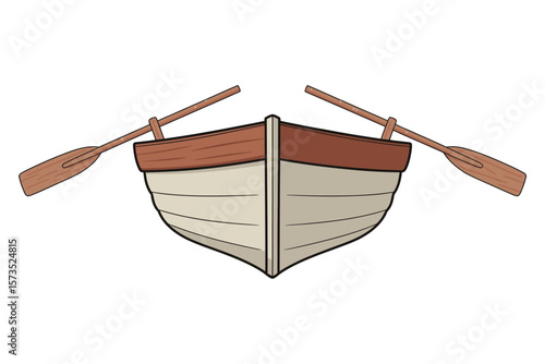 Cartoon Rowboat with Paddles