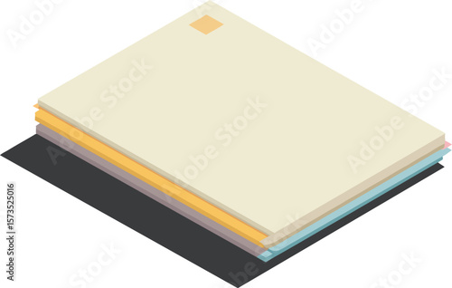 Wallpaper Mural Stack of closed books with beige yellow and blue covers lying flat in isometric view for education and reading concept illustration  Torontodigital.ca