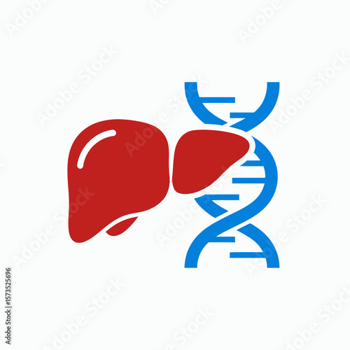 A red liver icon next to a blue DNA double helix