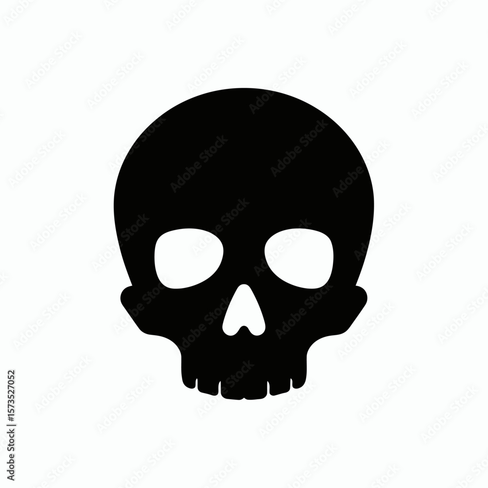 Black silhouette of a stylized human skull on a white background Black silhouette of a stylized human skull on a white background