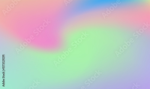 Vector illustration features a soft, abstract gradient background in dreamy style, blending pastel pink, green, purple, and blue colors in smooth, flowing shapes with no sharp edges.