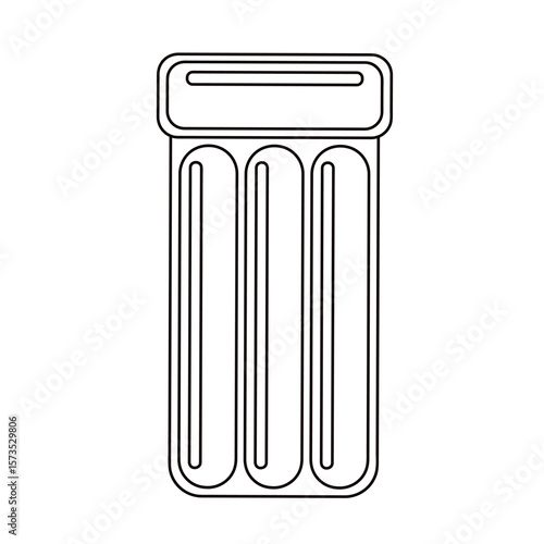 Simple vector black and white illustration of an inflatable float mattress, perfect for summer, pool, beach, coloring page, print and holiday-themed design. Hand drawn. Minimal line art.