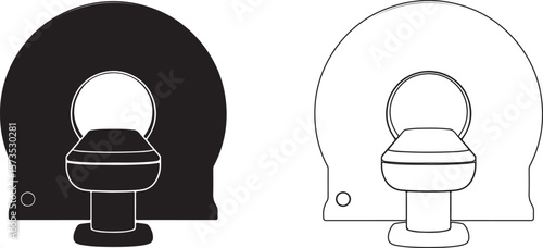 Simple CT Scan Machine Silhouette Design on White Background