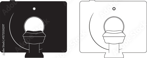 Clean CT Scan Machine Silhouette in Flat Style