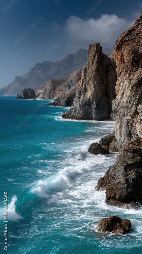 Obraz premium Dramatic volcanic coastline at cabo de gata almera