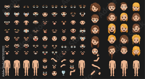 Emoji Faces and Expressions on Black Background
