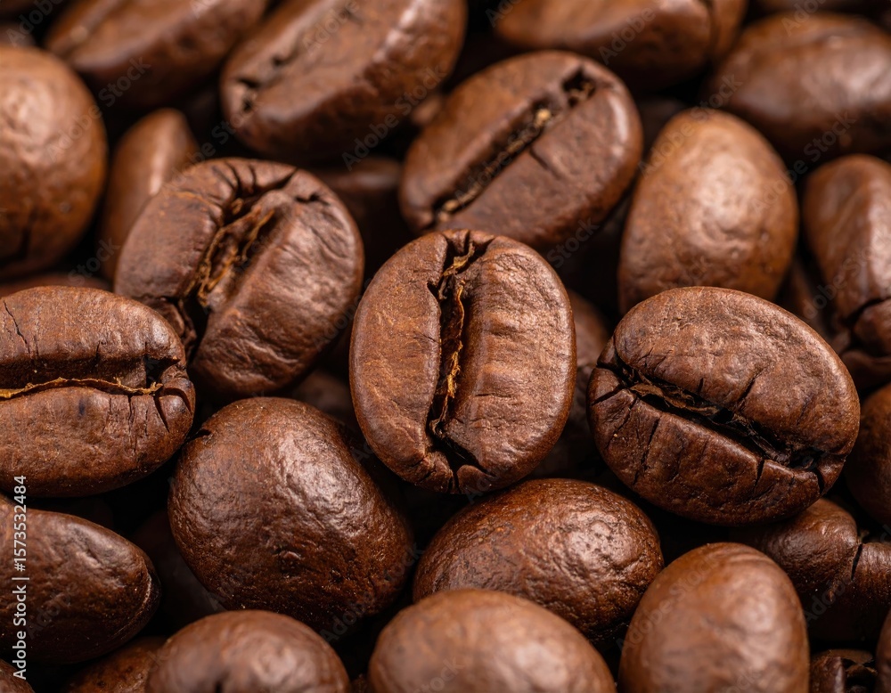 Naklejka premium Close-up of roasted coffee beans