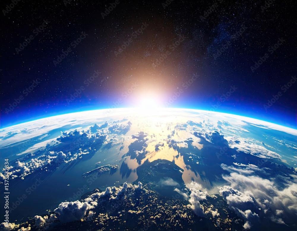 Fototapeta premium Earth from space, sunrise (1)