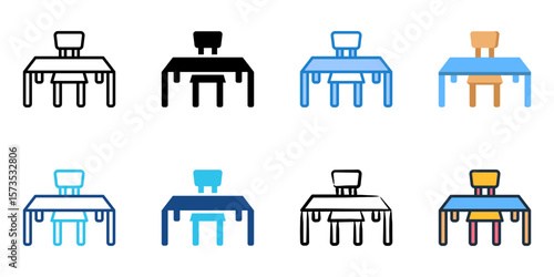 Desk icon set multiple style collection 
